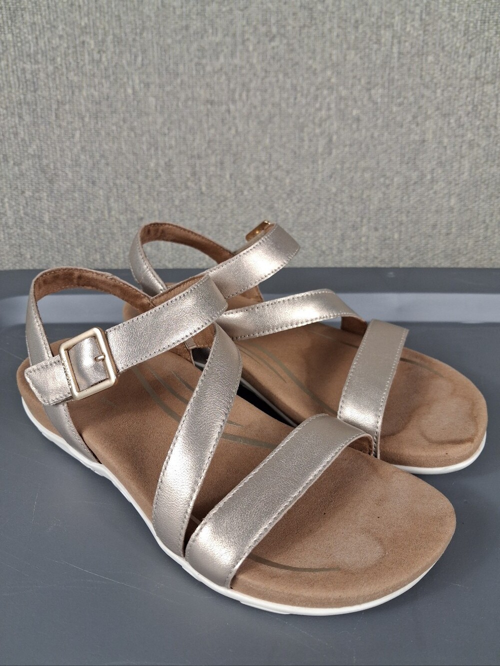 Aetrex Susie Sandals Womens 7 Metallic Rose Gold Adjustable Comfort Orthopedic